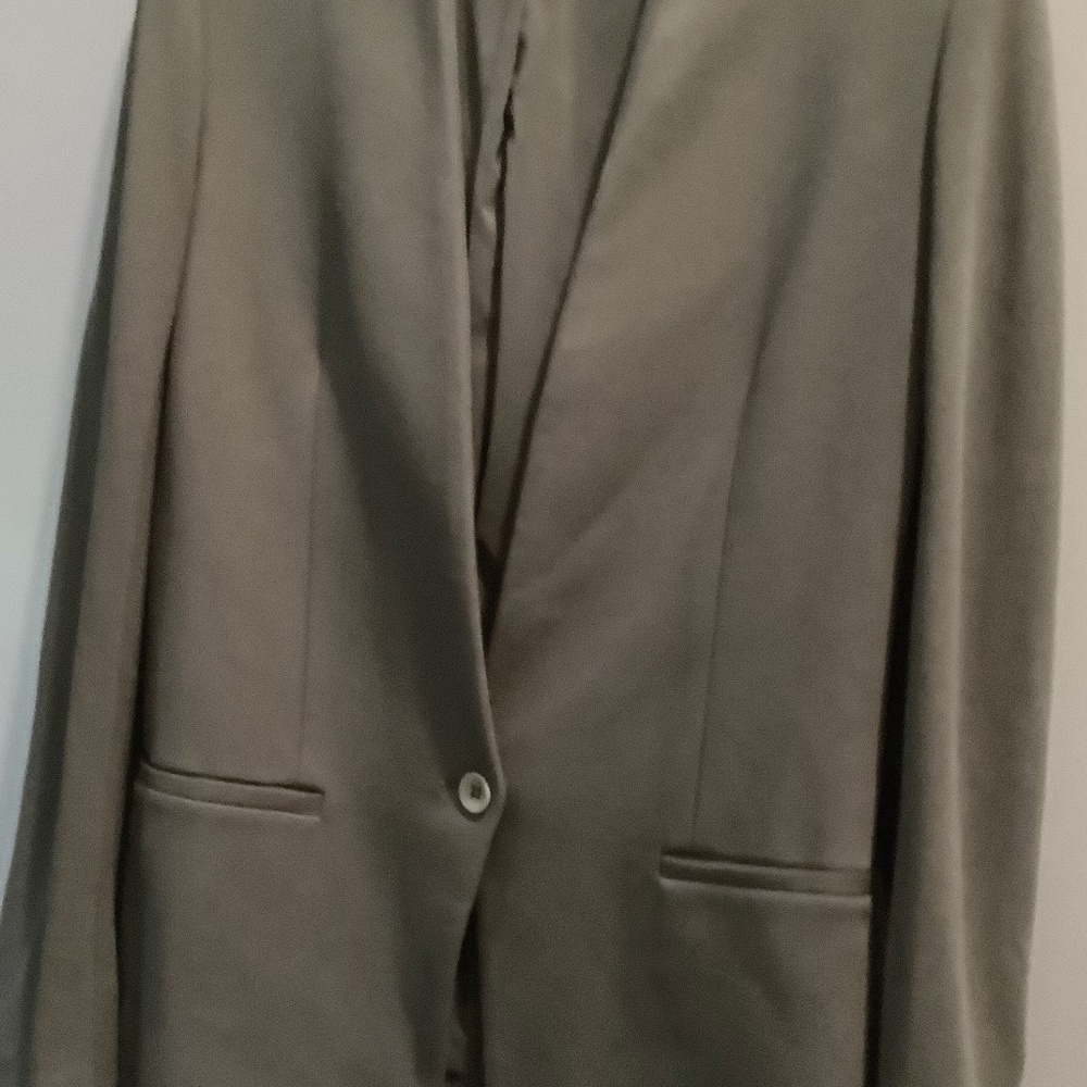 Woman’s jacket, Helmut, Grey tinge of green,small,2 front pockets, collarless .